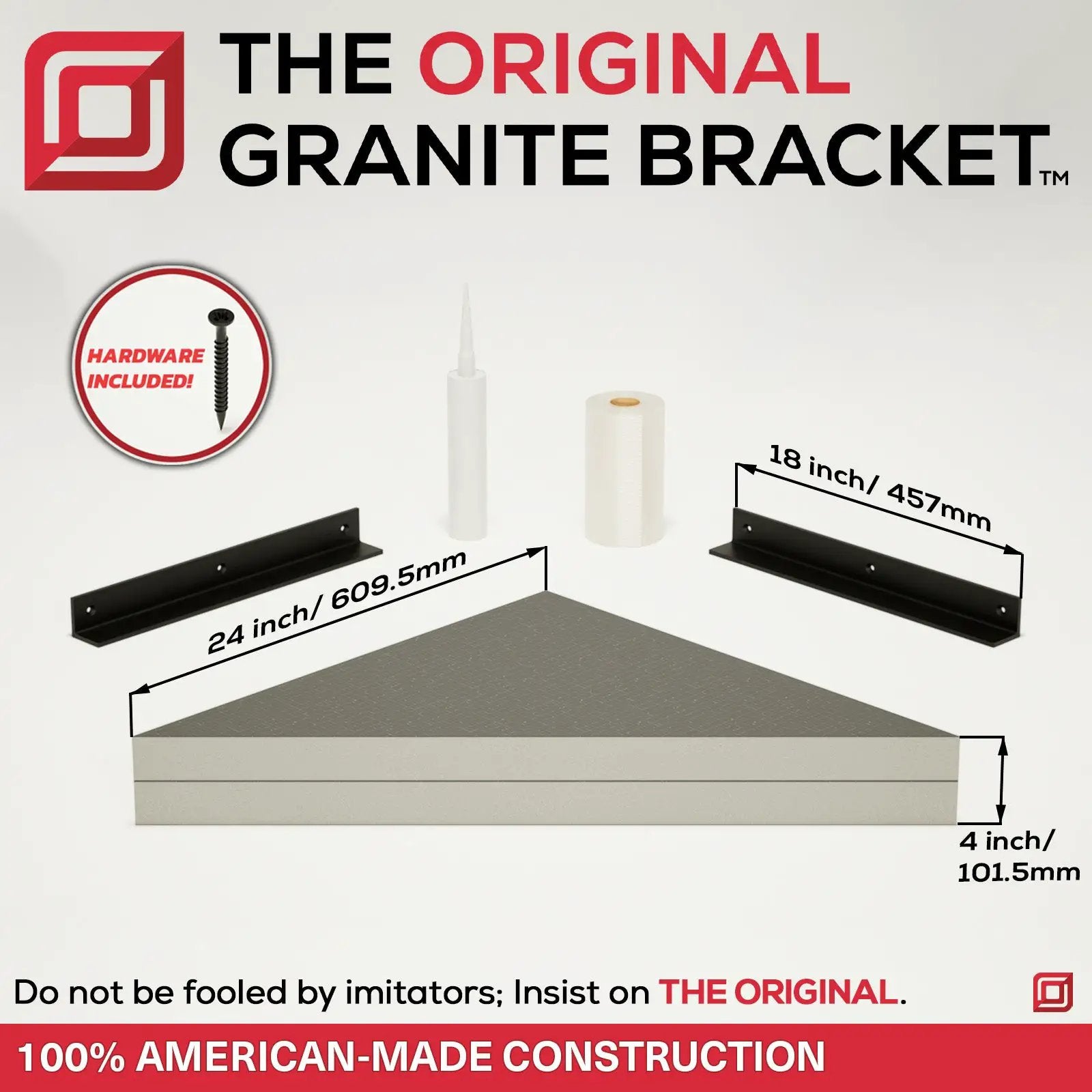 The Original Floating Corner Shower Bench Kit™ by The Original Granite Bracket