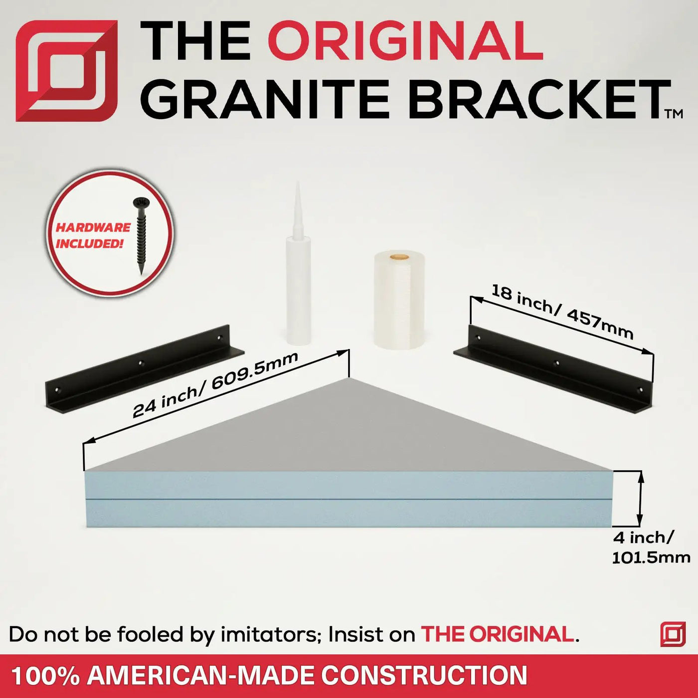 The Original Floating Corner Shower Bench Kit™ with wedi® by The Original Granite Bracket