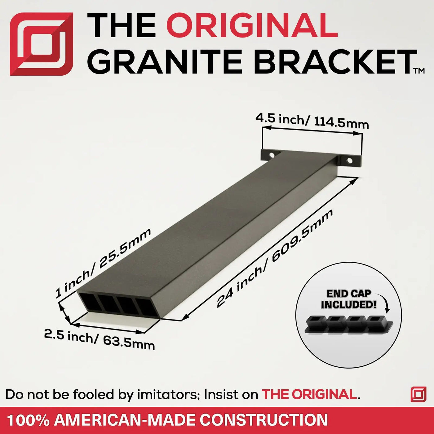 Industrial 1 inch Hidden Island Support Bracket by The Original Granite Bracket