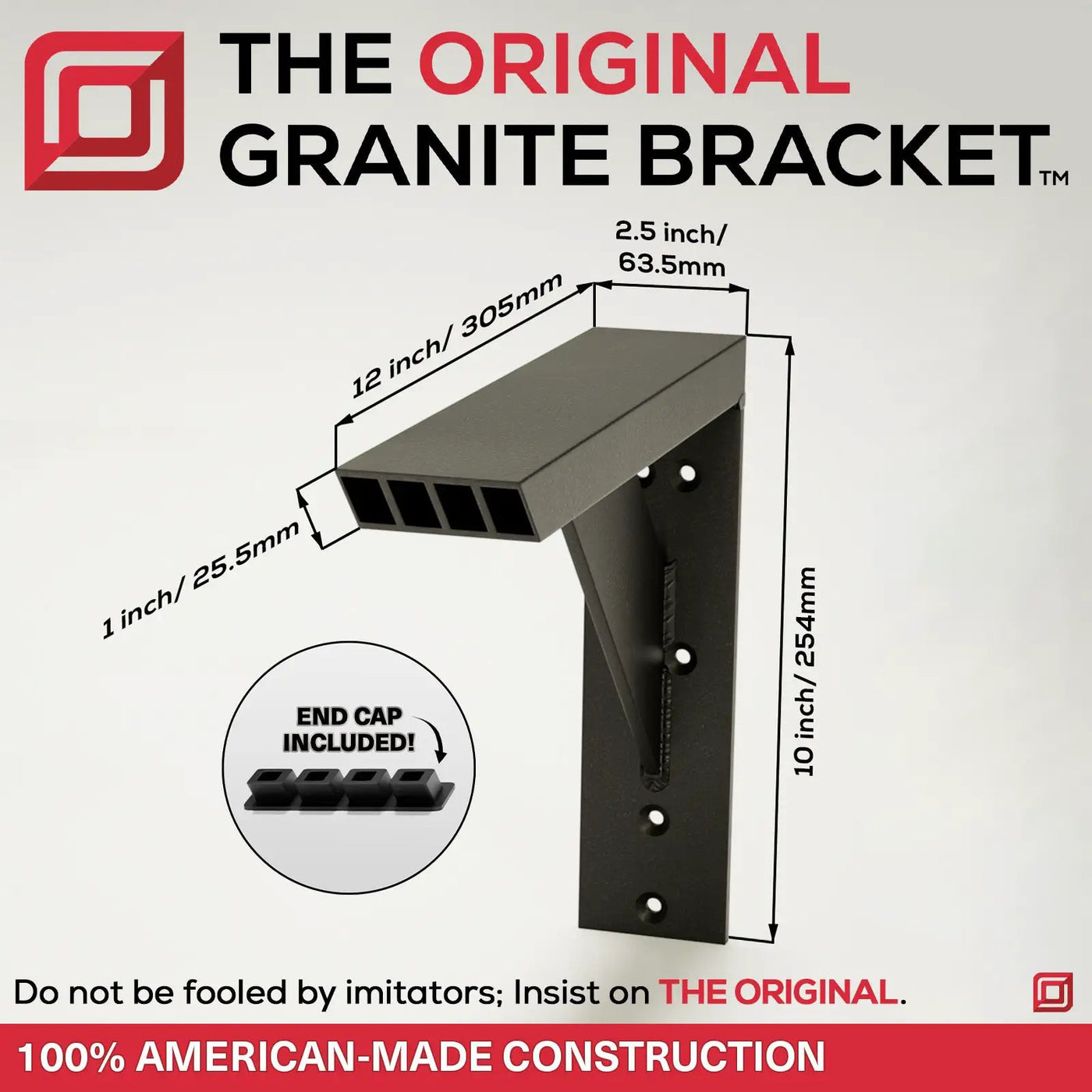 Industrial 1 inch Large Shelf Bracket® by The Original Granite Bracket