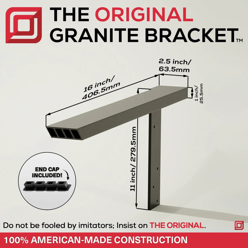 Industrial 1 inch Side Wall Free Hanging Shelf Bracket by The Original Granite Bracket