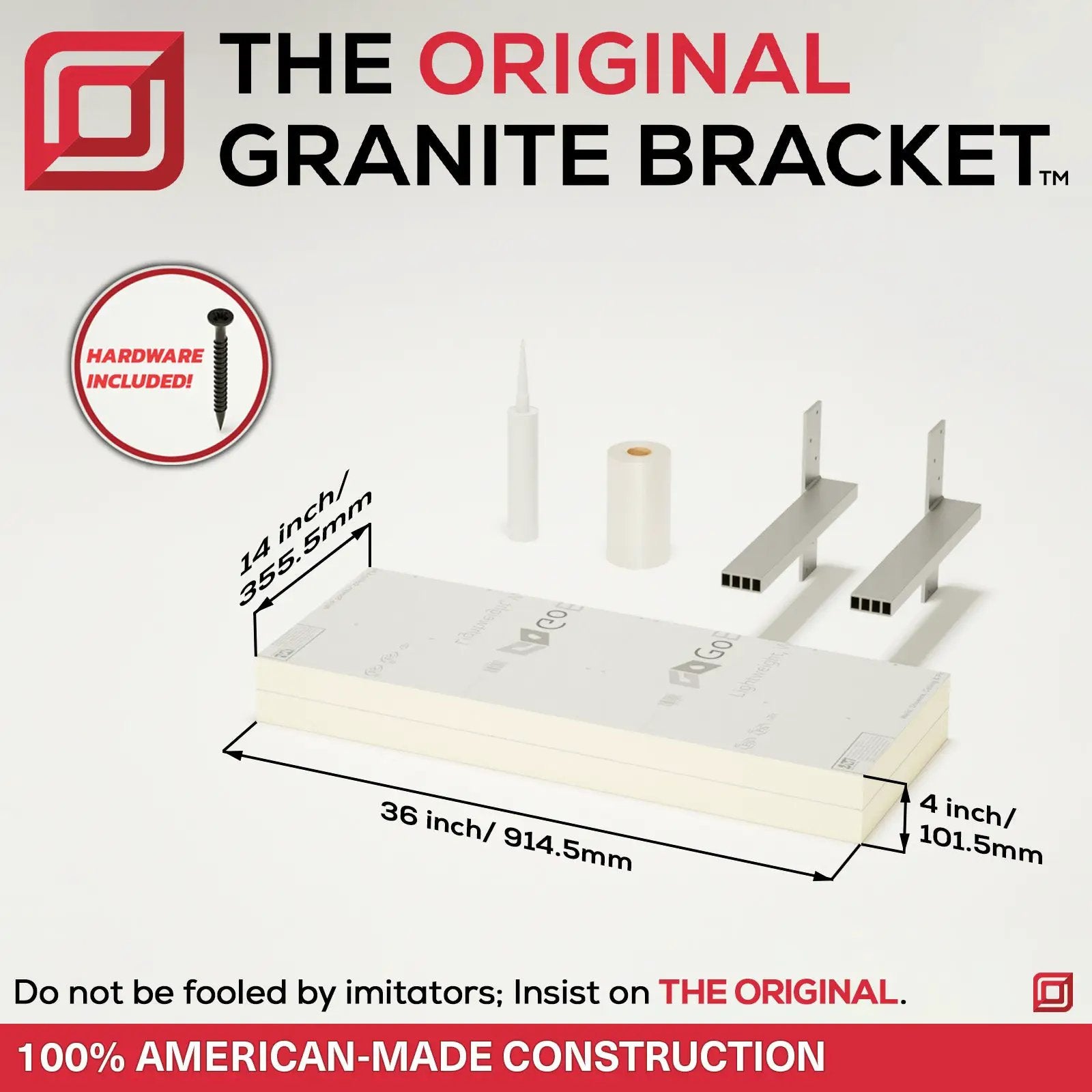 The Original Floating Shower Bench Kit­™ with GoBoard® & Original Shower Bench Bracket® by The Original Granite Bracket