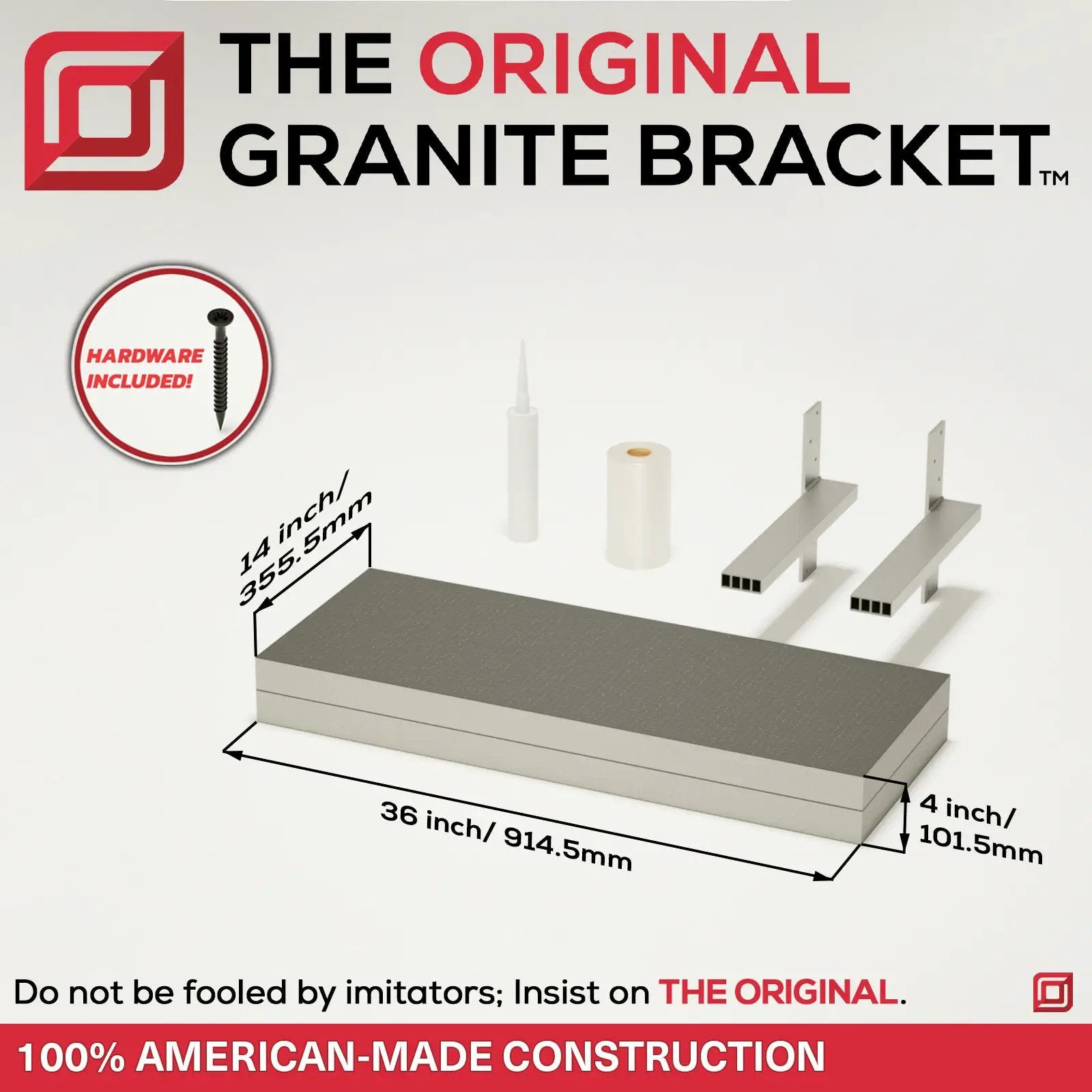 The Original Floating Shower Bench Kit™ with The Original Shower Bench Bracket® by The Original Granite Bracket