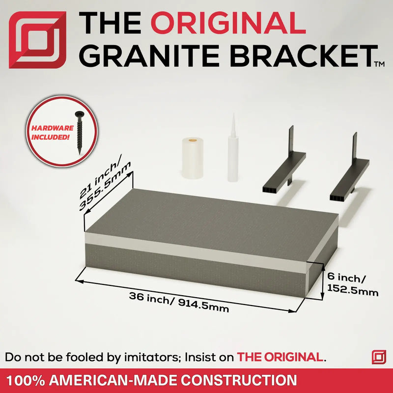 The Original Floating Bathroom Vanity Kit™ with Original Vanity Bracket® by The Original Granite Bracket