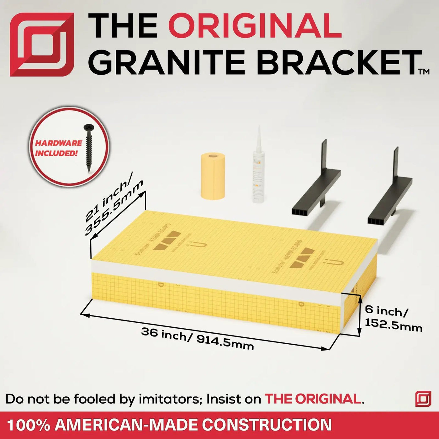 The Original Floating Bathroom Vanity Kit™ with Orange Waterproof Board & Original Vanity Bracket® by The Original Granite Bracket