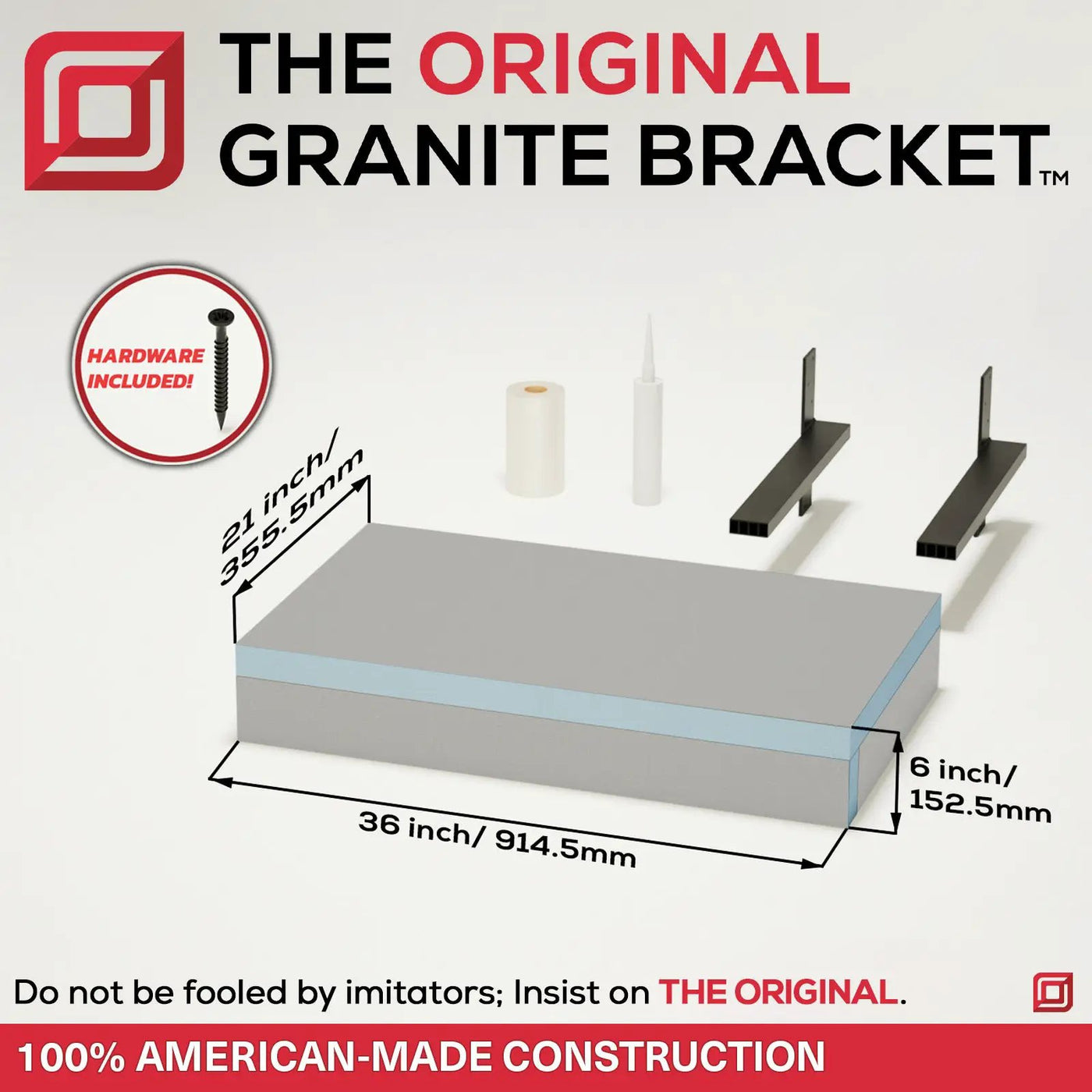 The Original Floating Bathroom Vanity Kit™ with wedi® & Original Vanity Bracket® by The Original Granite Bracket