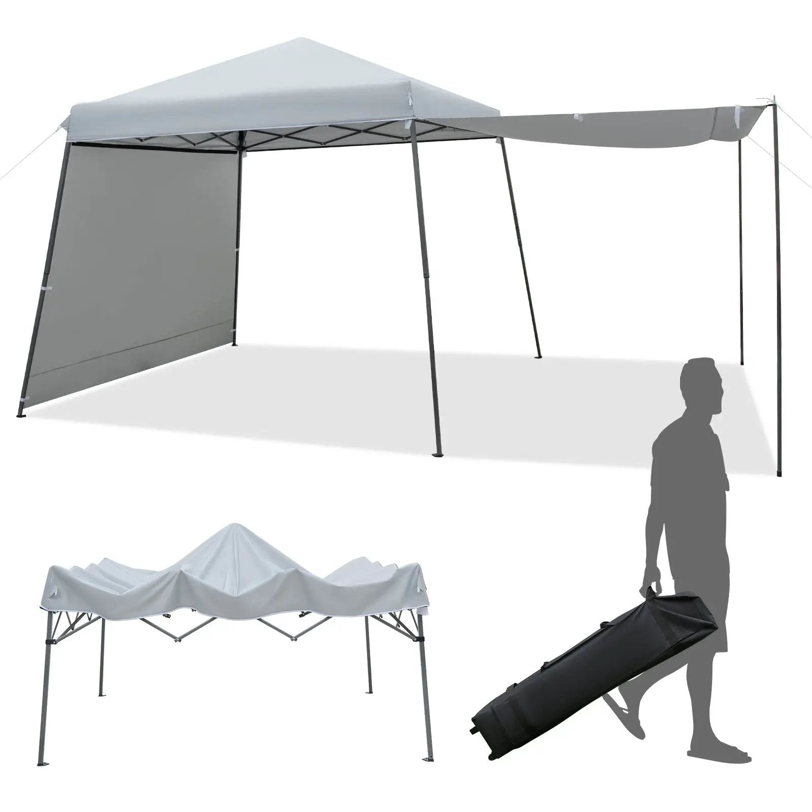 Patio 10x10FT Instant Pop-up Canopy Folding Tent with Sidewalls and Awnings Outdoor-Gray by DirectDeals