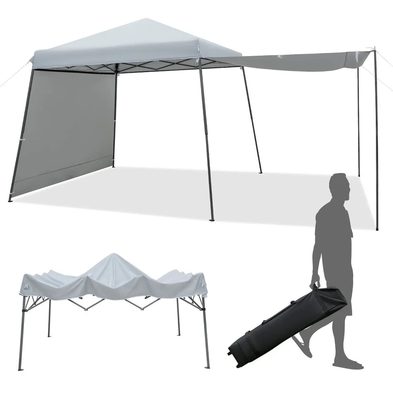 Patio 10x10FT Instant Pop-up Canopy Folding Tent with Sidewalls and Awnings Outdoor-Gray by DirectDeals