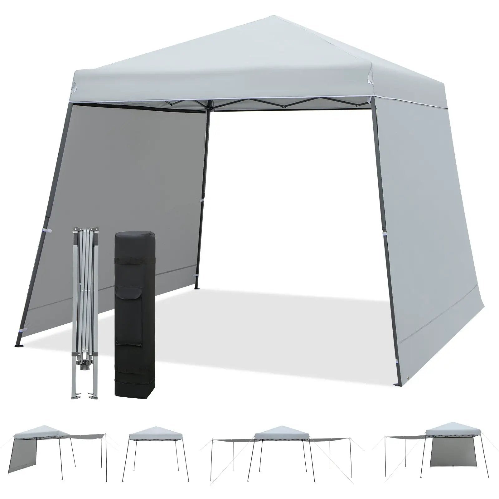 Patio 10x10FT Instant Pop-up Canopy Folding Tent with Sidewalls and Awnings Outdoor-Gray by DirectDeals