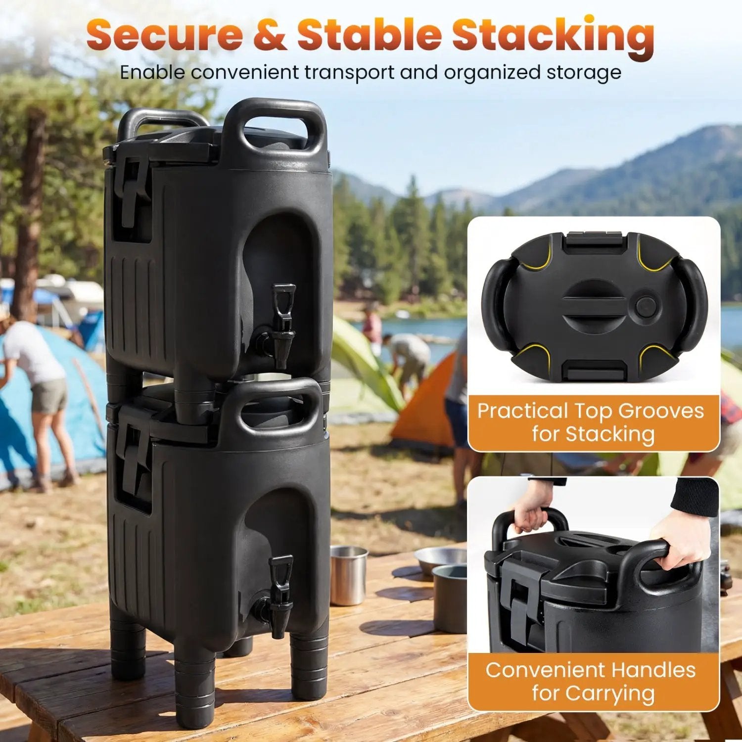 Insulated Beverage Dispensers Set of 2 Hot and Cold Drink Server Carriers with Ergonomic Handles by DirectDeals