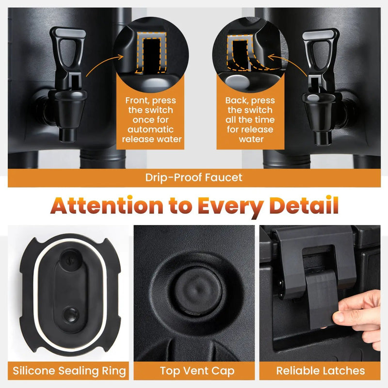 Insulated Beverage Dispensers Set of 2 Hot and Cold Drink Server Carriers with Ergonomic Handles by DirectDeals