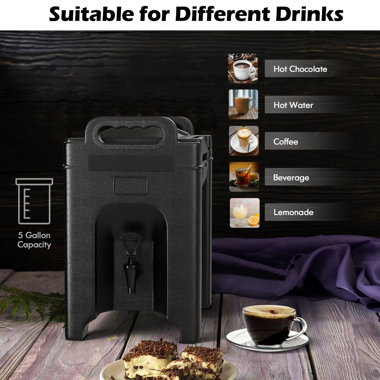 2.5 Gallon Insulated Beverage Server Dispenser-Black by DirectDeals