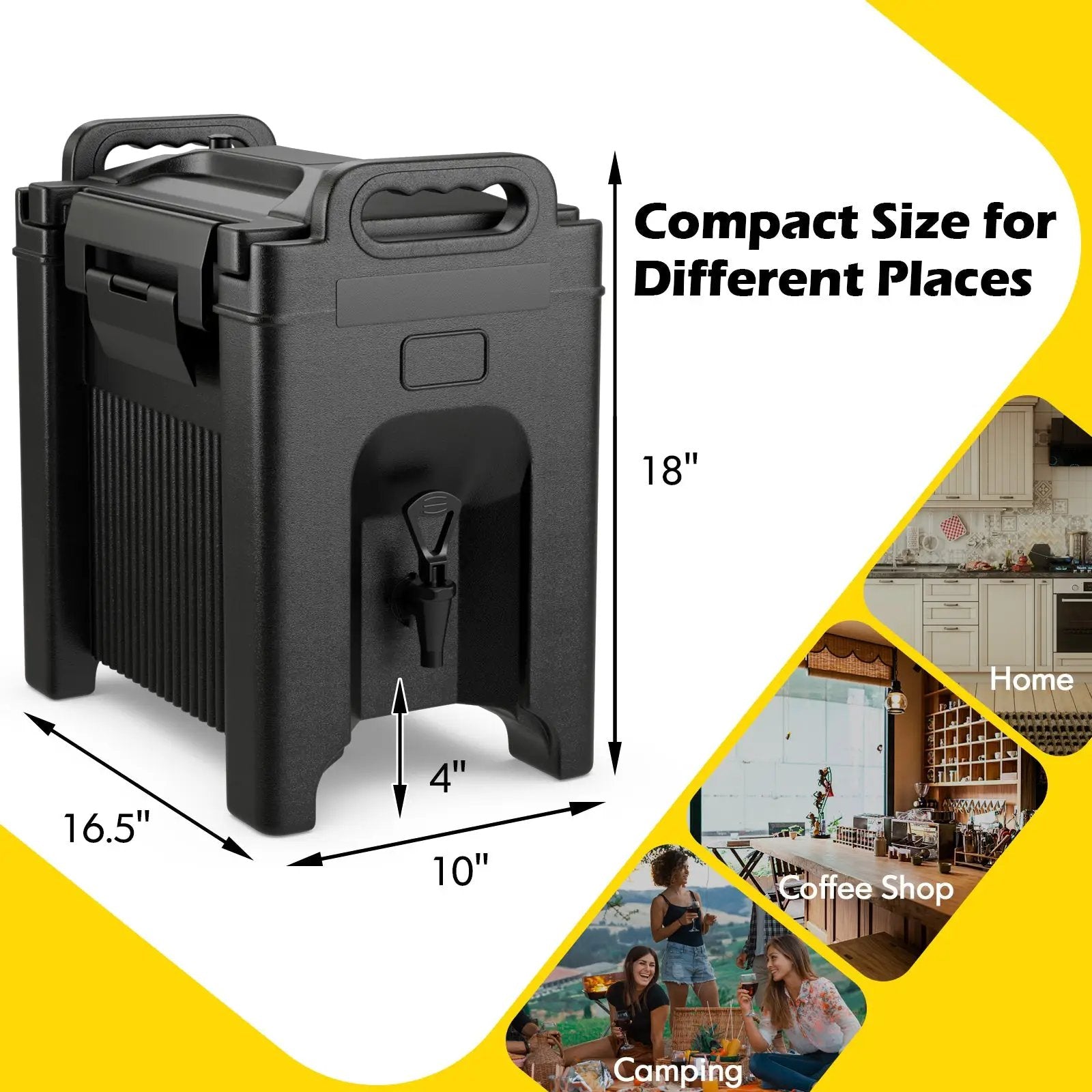 2.5 Gallon Insulated Beverage Server Dispenser-Black by DirectDeals