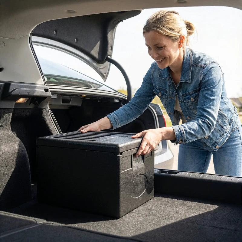 Insulated Food Pan Carrier 49 Qt Top Load Stackable Hot Box with Built-in Handles by DirectDeals