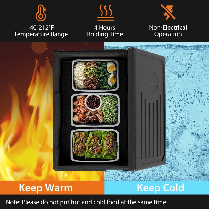 Insulated Food Pan Carrier 49 Qt Top Load Stackable Hot Box with Built-in Handles by DirectDeals
