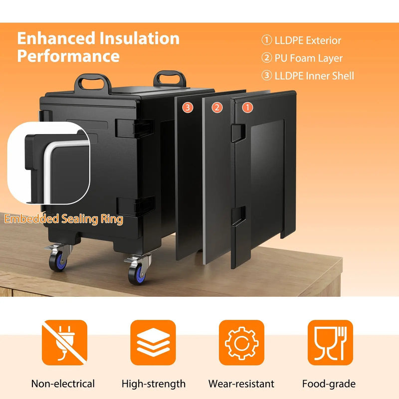 3 Pieces Stackable Insulated Food Pan Carrier 81 Quart LLDPE Food Box Carrier by DirectDeals
