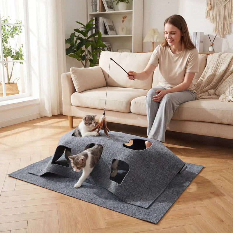 Interactive Foldable Cat Tunnel for Indoor Cats by DirectDeals