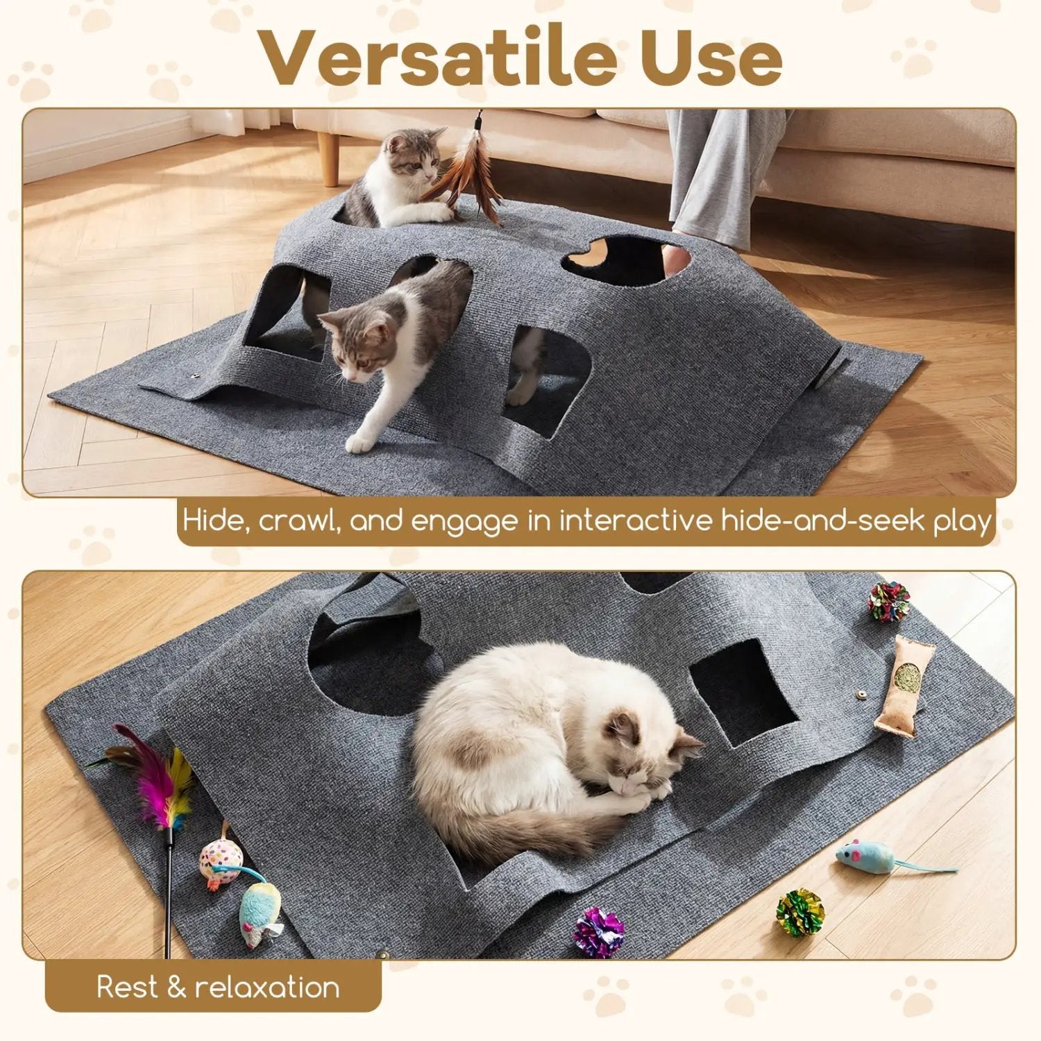 Interactive Foldable Cat Tunnel for Indoor Cats by DirectDeals