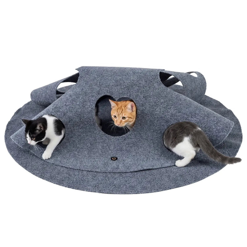 Interactive Foldable Cat Tunnel for Indoor Cats 40‚Äù Round Large Enrichment Play Felt Mat by DirectDeals