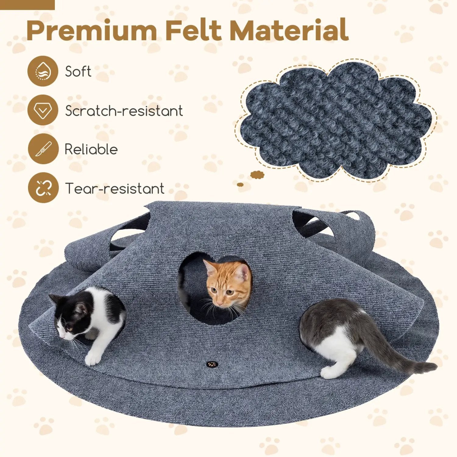 Interactive Foldable Cat Tunnel for Indoor Cats 40‚Äù Round Large Enrichment Play Felt Mat by DirectDeals