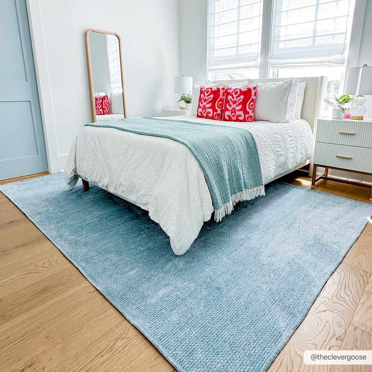 Isako Blue Solid Washable Area Rug - Clearance by Boutique Rugs