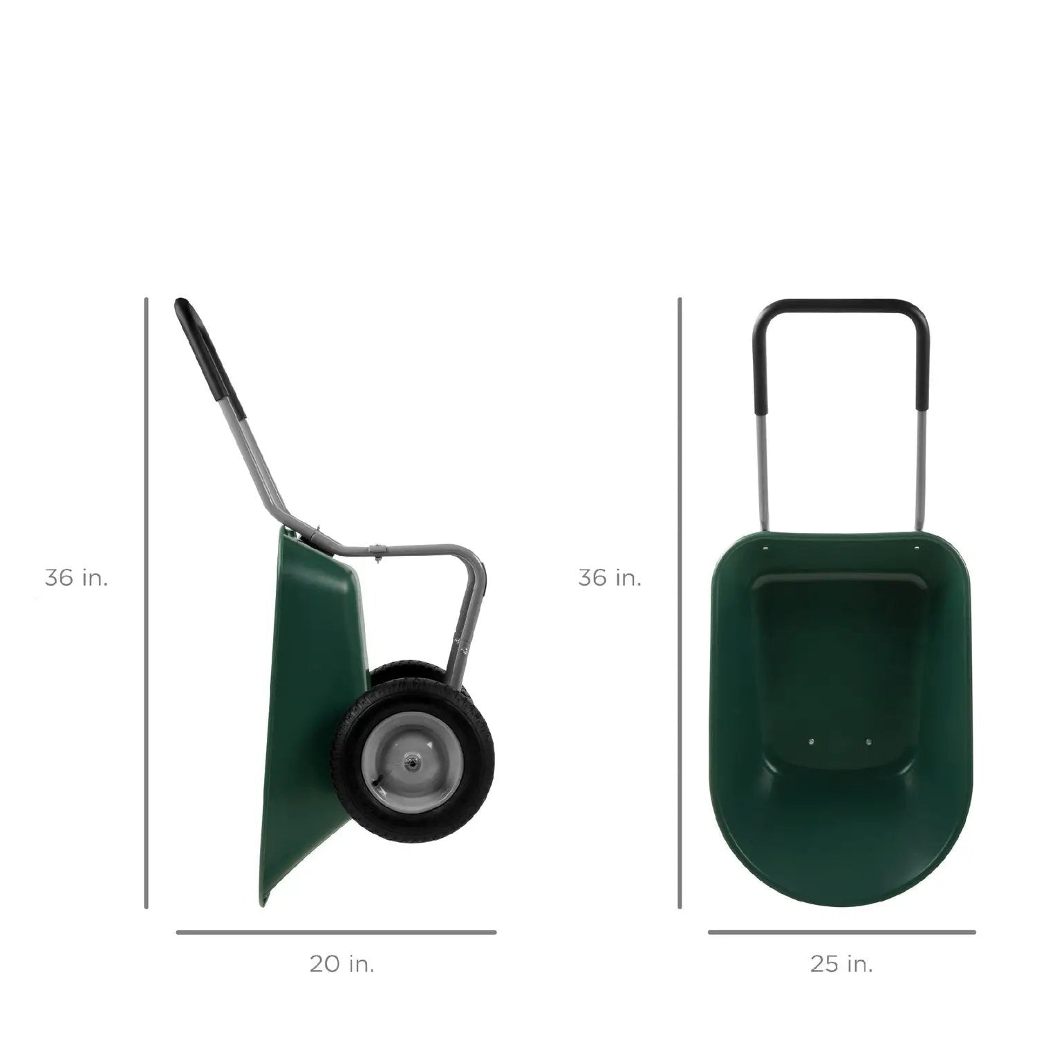 Heavy Duty 2-Wheel Multipurpose Rust Proof Wheelbarrow - Green by HomePacific
