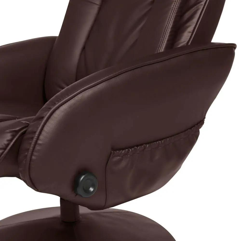 Sturdy Brown Faux Leather Electric Massage Recliner Chair w/ Ottoman by HomePacific