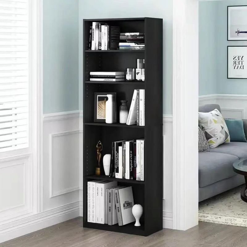 71-inch Tall 5-Shelf Bookcase in Black Wood Finish by HomePacific