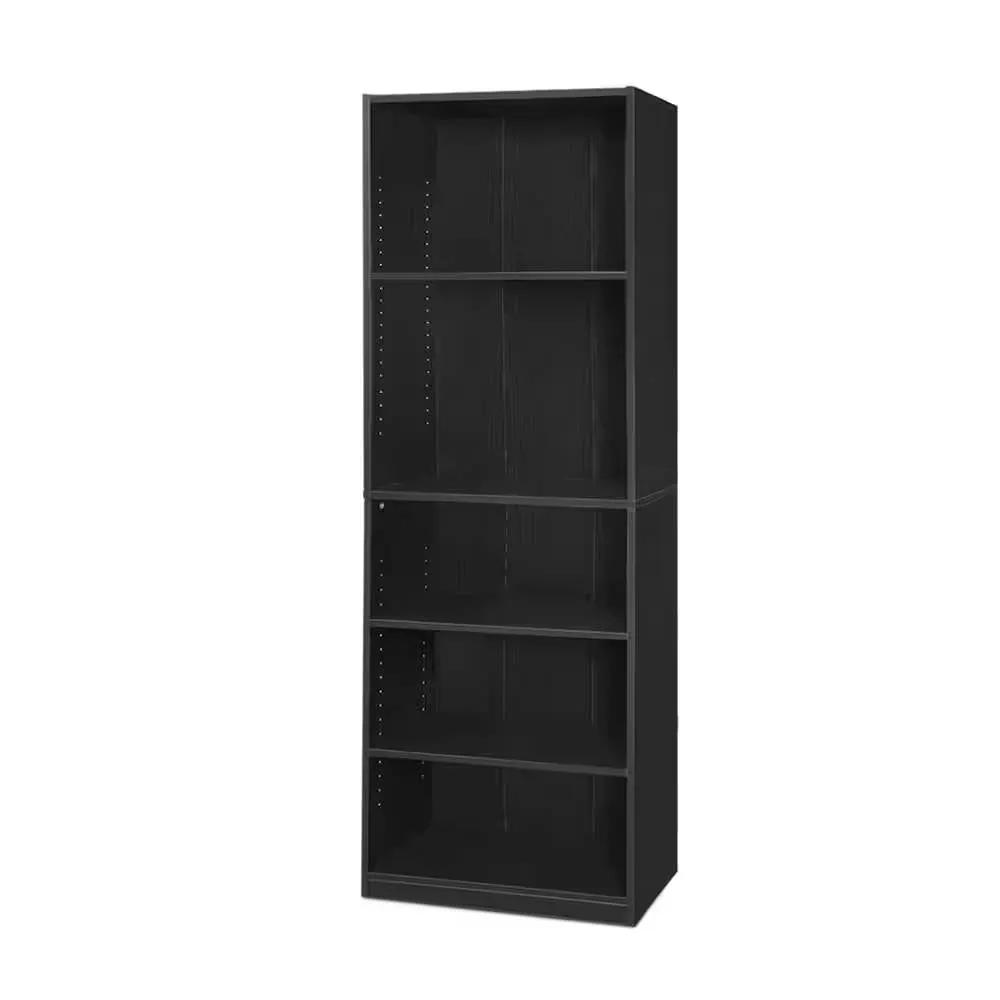 71-inch Tall 5-Shelf Bookcase in Black Wood Finish by HomePacific