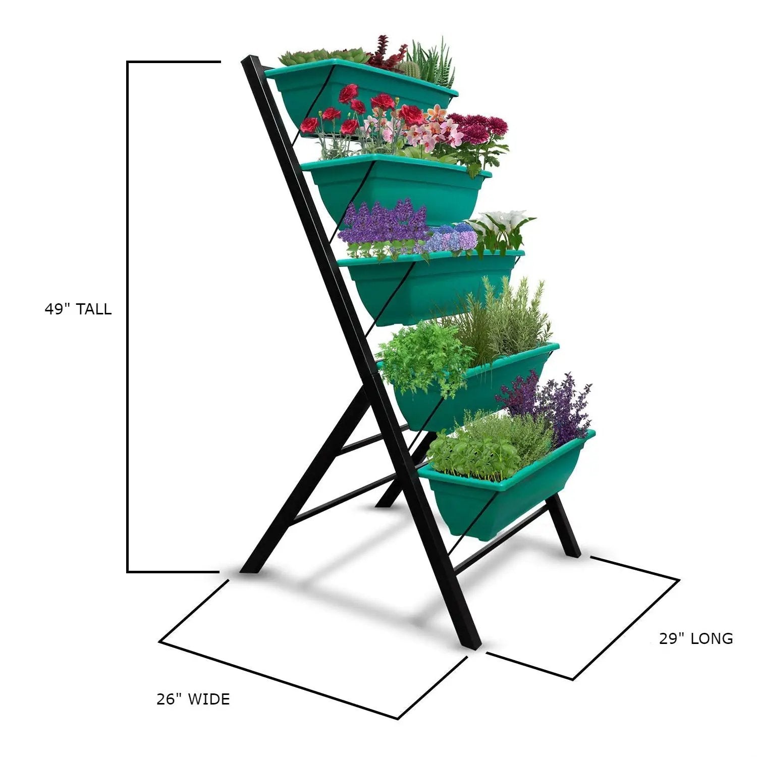 4 FT 5 Tier Green Vertical Garden Indoor/Outdoor Elevated Planter by HomePacific