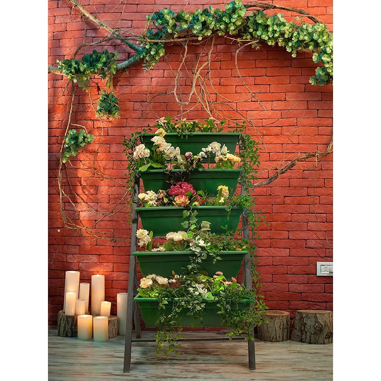 4 FT 5 Tier Green Vertical Garden Indoor/Outdoor Elevated Planter by HomePacific