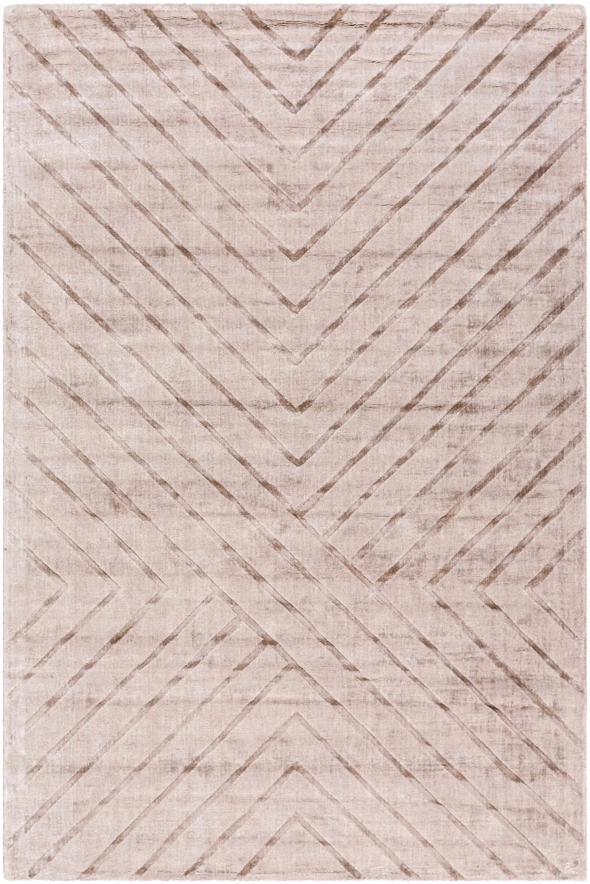 Tavran Taupe Subtle Linear Texture Cottage Farmhouse Viscose Handmade Area Rug - Clearance by Boutique Rugs