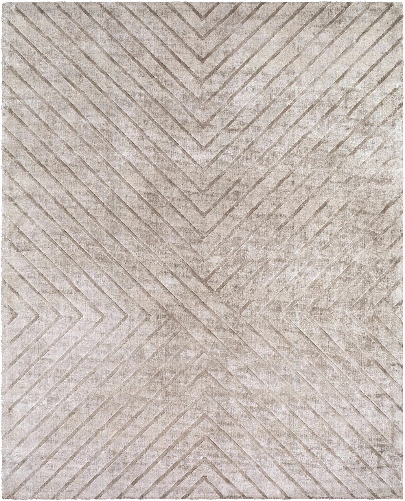 Tavran Taupe Subtle Linear Texture Cottage Farmhouse Viscose Handmade Area Rug - Clearance by Boutique Rugs