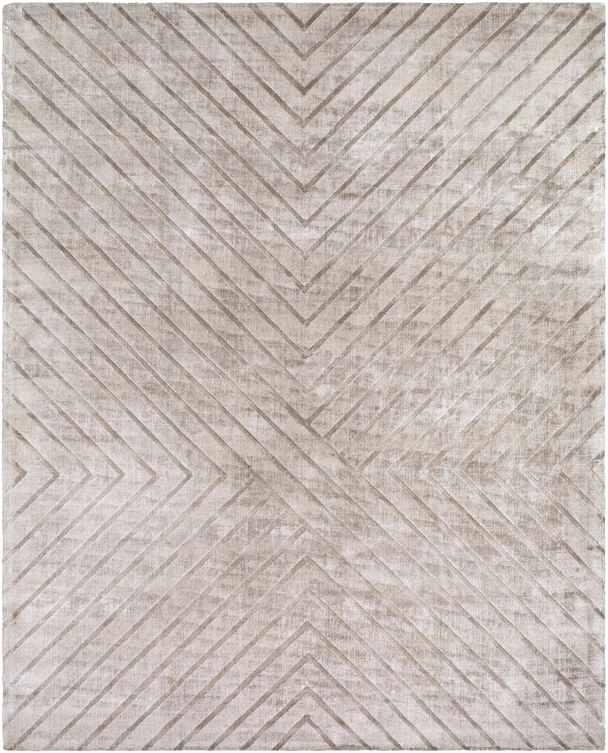Tavran Taupe Subtle Linear Texture Cottage Farmhouse Viscose Handmade Area Rug - Clearance by Boutique Rugs