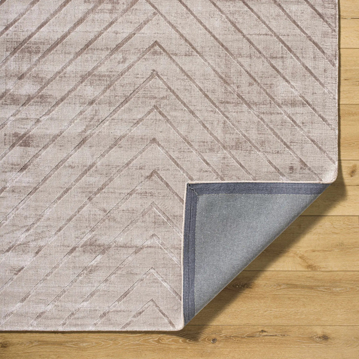 Tavran Taupe Subtle Linear Texture Cottage Farmhouse Viscose Handmade Area Rug - Clearance by Boutique Rugs