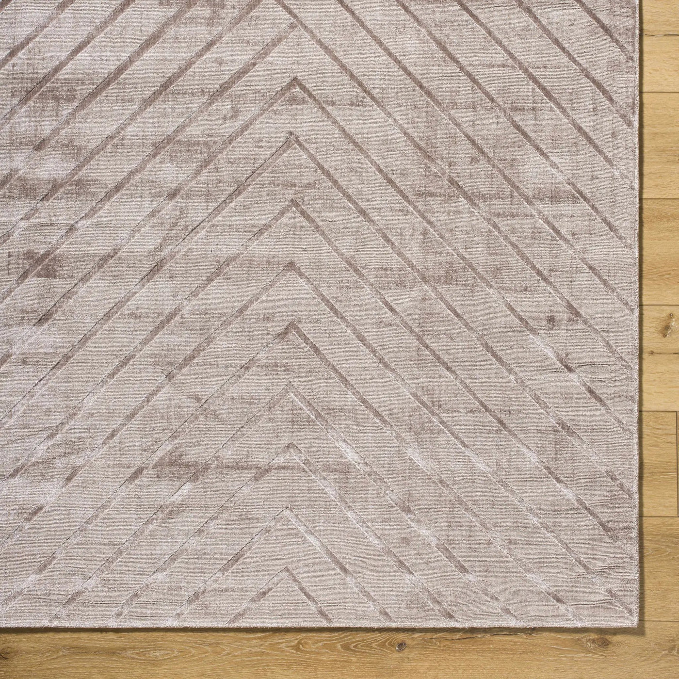 Tavran Taupe Subtle Linear Texture Cottage Farmhouse Viscose Handmade Area Rug - Clearance by Boutique Rugs
