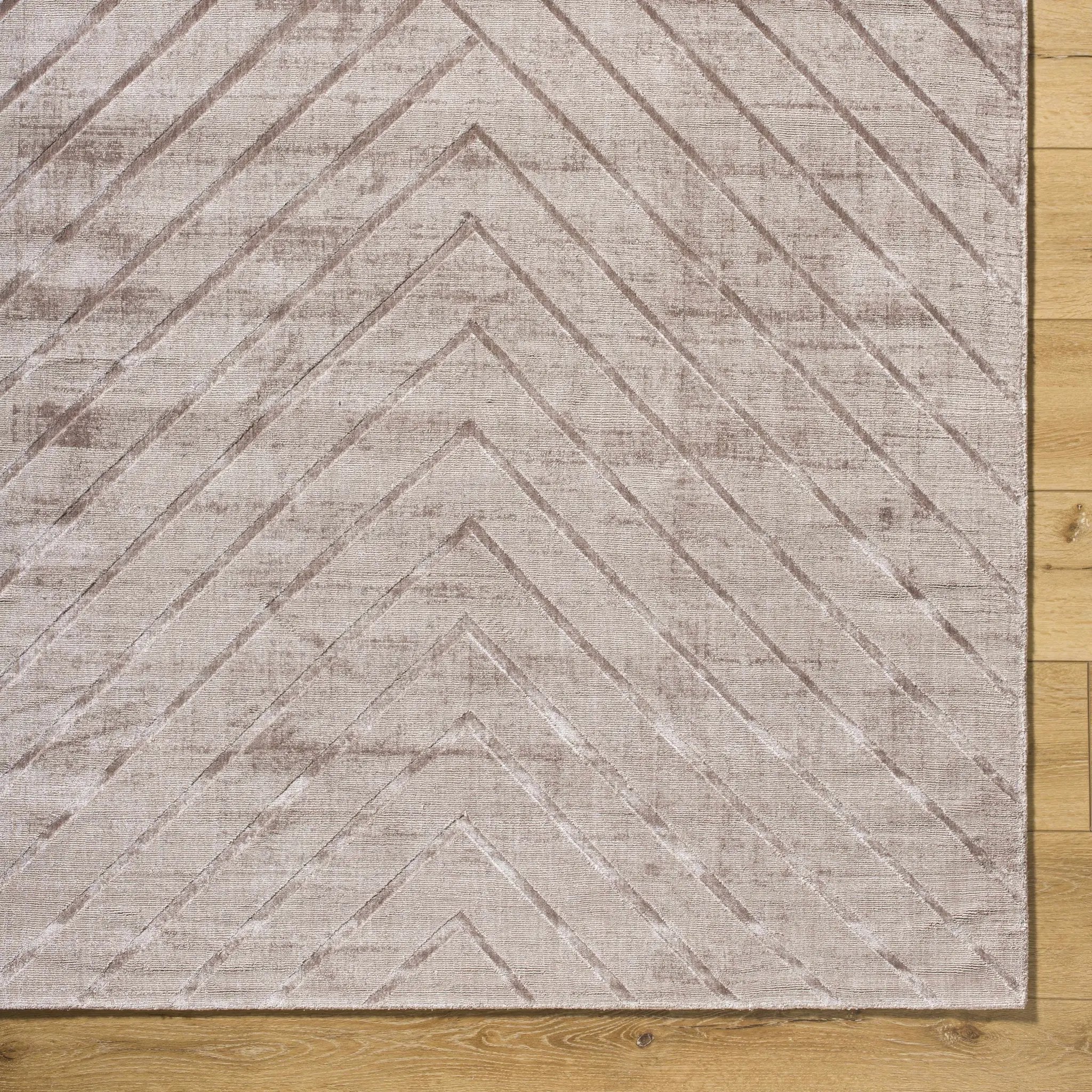 Tavran Taupe Subtle Linear Texture Cottage Farmhouse Viscose Handmade Area Rug - Clearance by Boutique Rugs