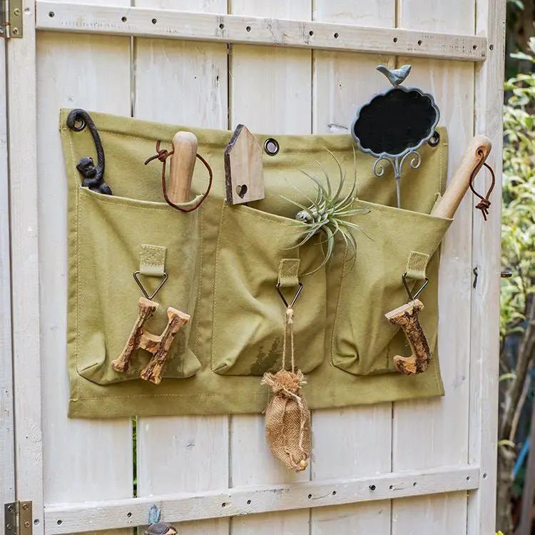 3-Pocket Green Canvas Organizer for Garden Tools by RusticReach