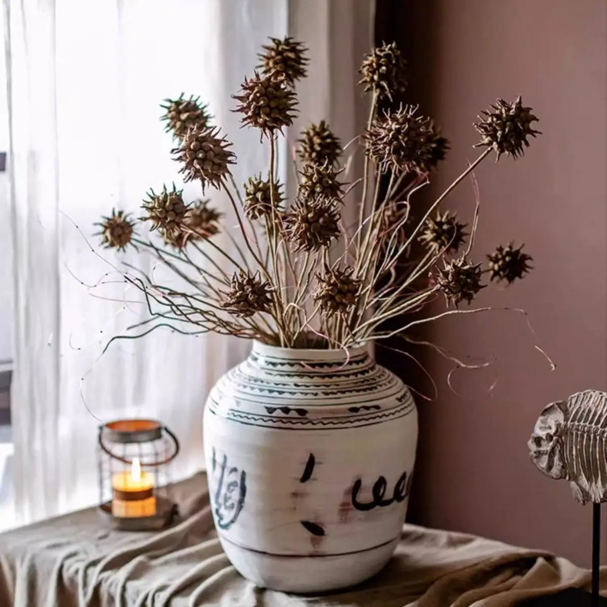 Faux Thistle Seed Pod Stem 33" Tall by RusticReach
