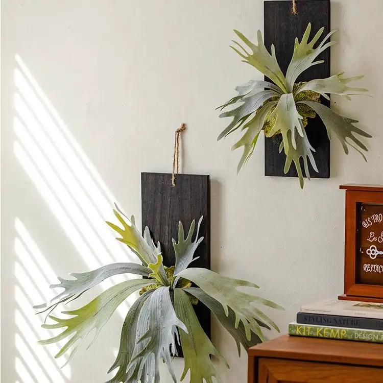 Artificial Antler Fern on Solid Wood Base by RusticReach