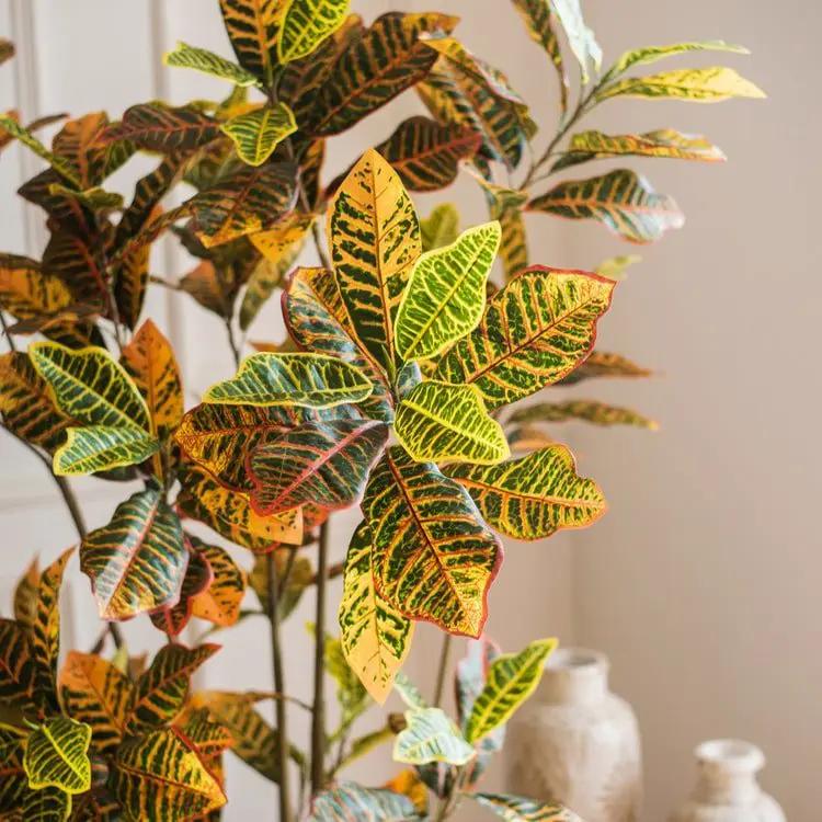 Large Leaf Artificial Croton Tree In Pot by RusticReach
