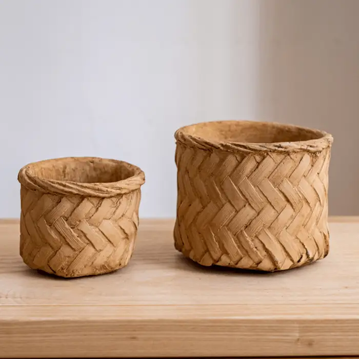 Bamboo Looking Cement Planter by RusticReach