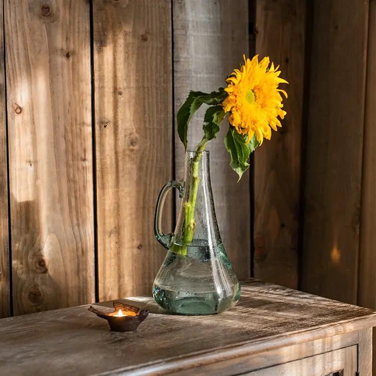 Small Openning Bubble Glass Kettle Vase 13" Tall by RusticReach