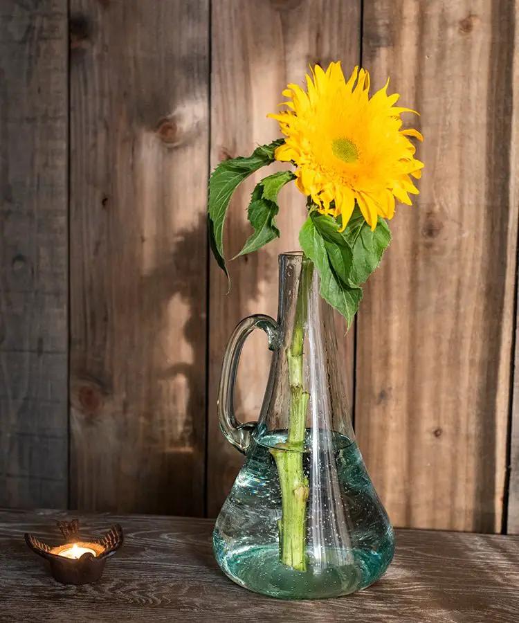 Small Openning Bubble Glass Kettle Vase 13" Tall by RusticReach