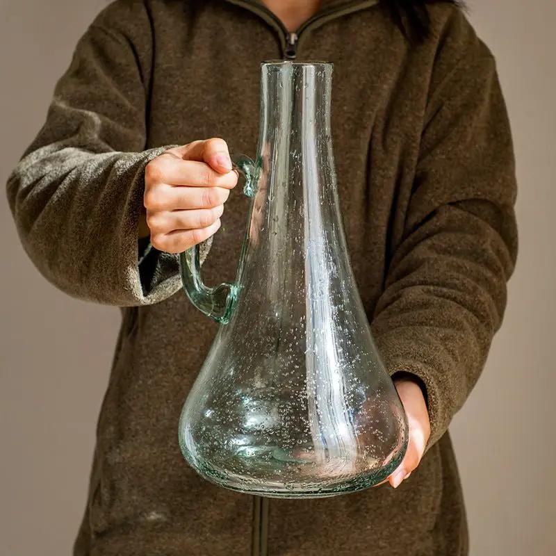 Small Openning Bubble Glass Kettle Vase 13" Tall by RusticReach