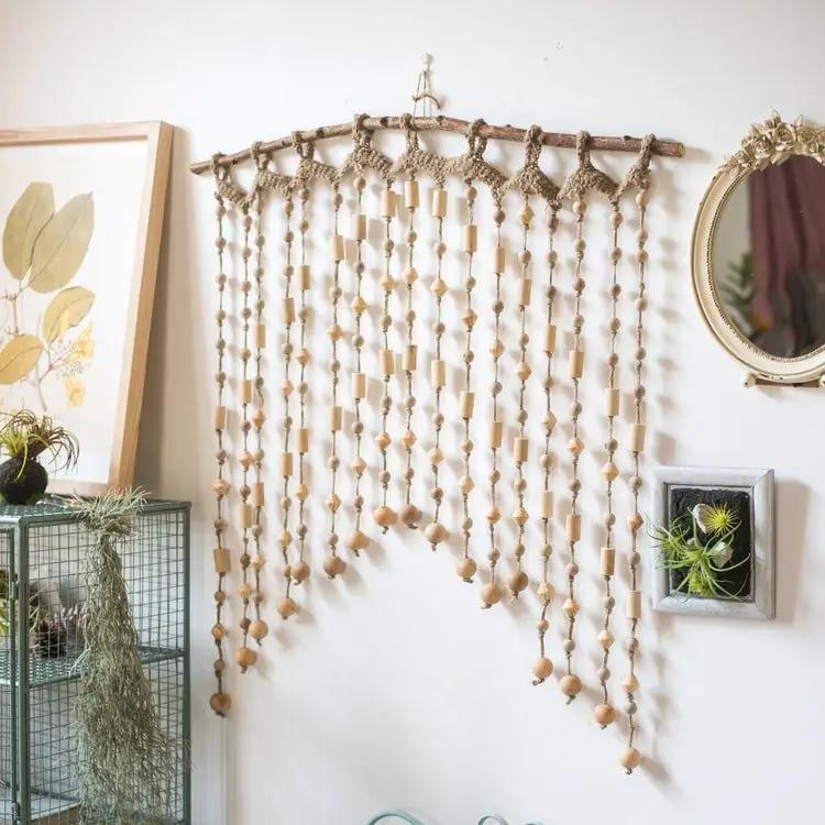 Wood Beaded Door Curtain by RusticReach