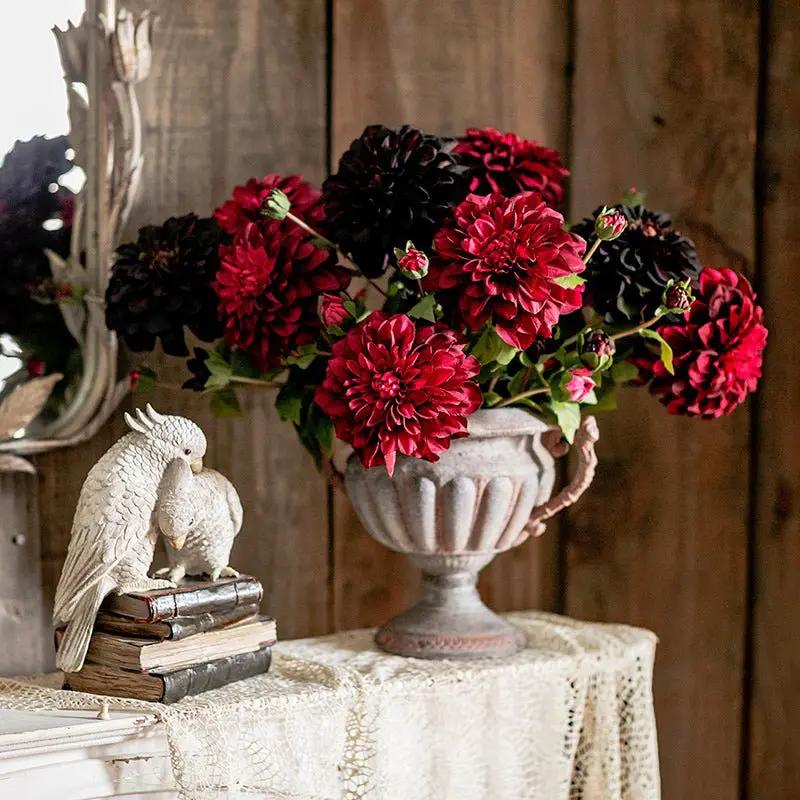 Faux Silk Artificial Blooming Dahlia Stem 29" Tall by RusticReach