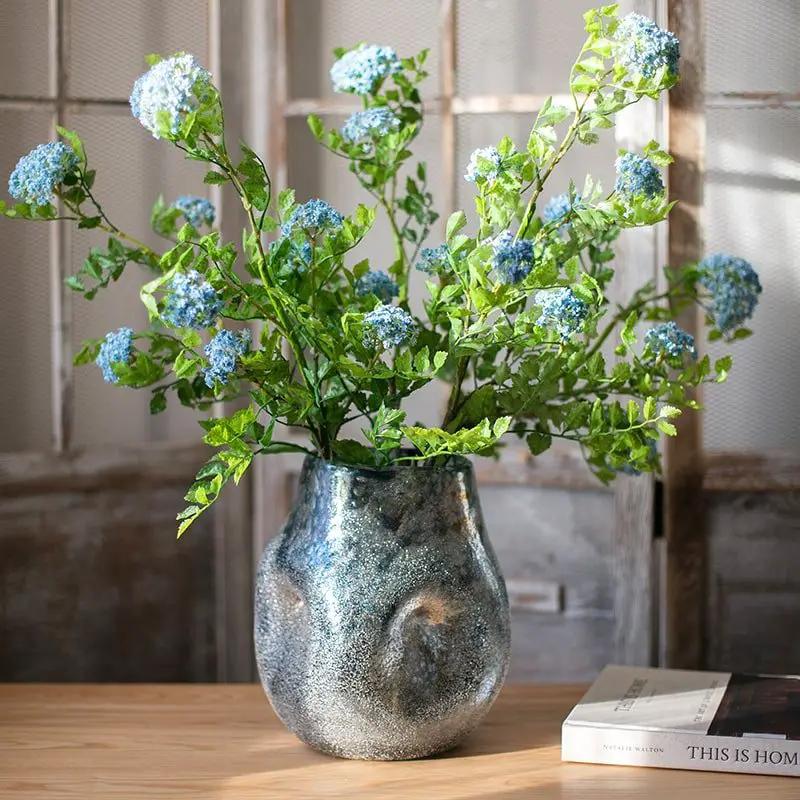 Blue Bubble Hand Blown Glass Vase by RusticReach