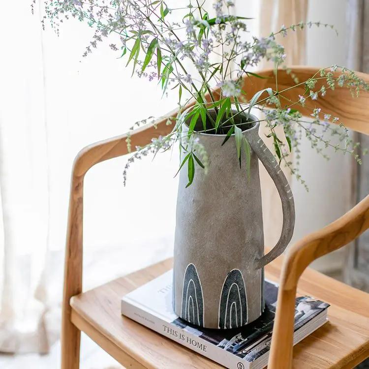 Blue Handpainted Terracotta Vase Jar by RusticReach