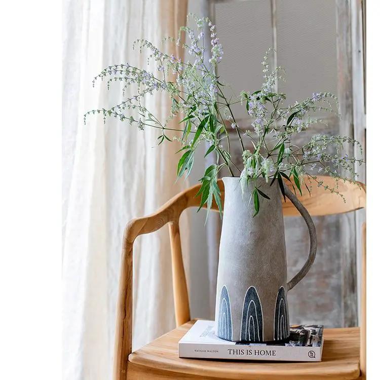 Blue Handpainted Terracotta Vase Jar by RusticReach